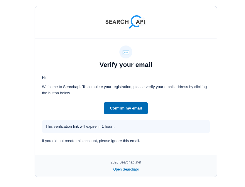 Confirmation email screenshot