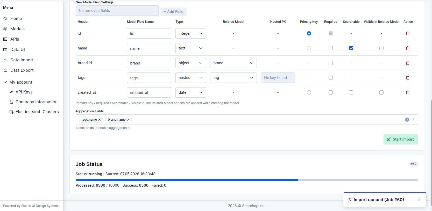 Import job queued