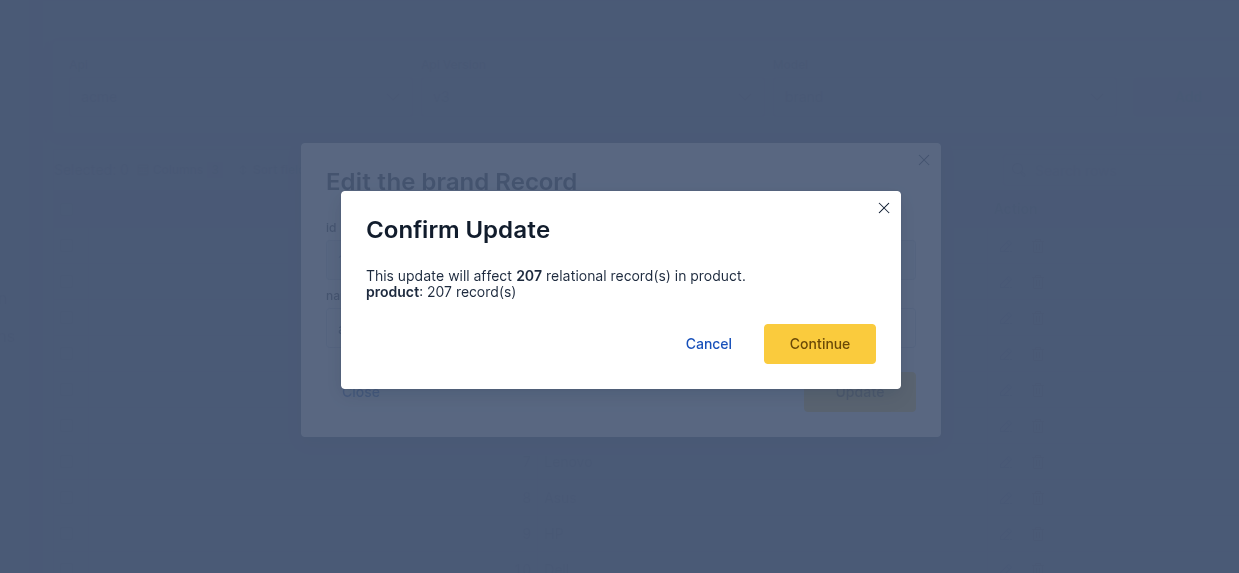 Data UI — edit record form