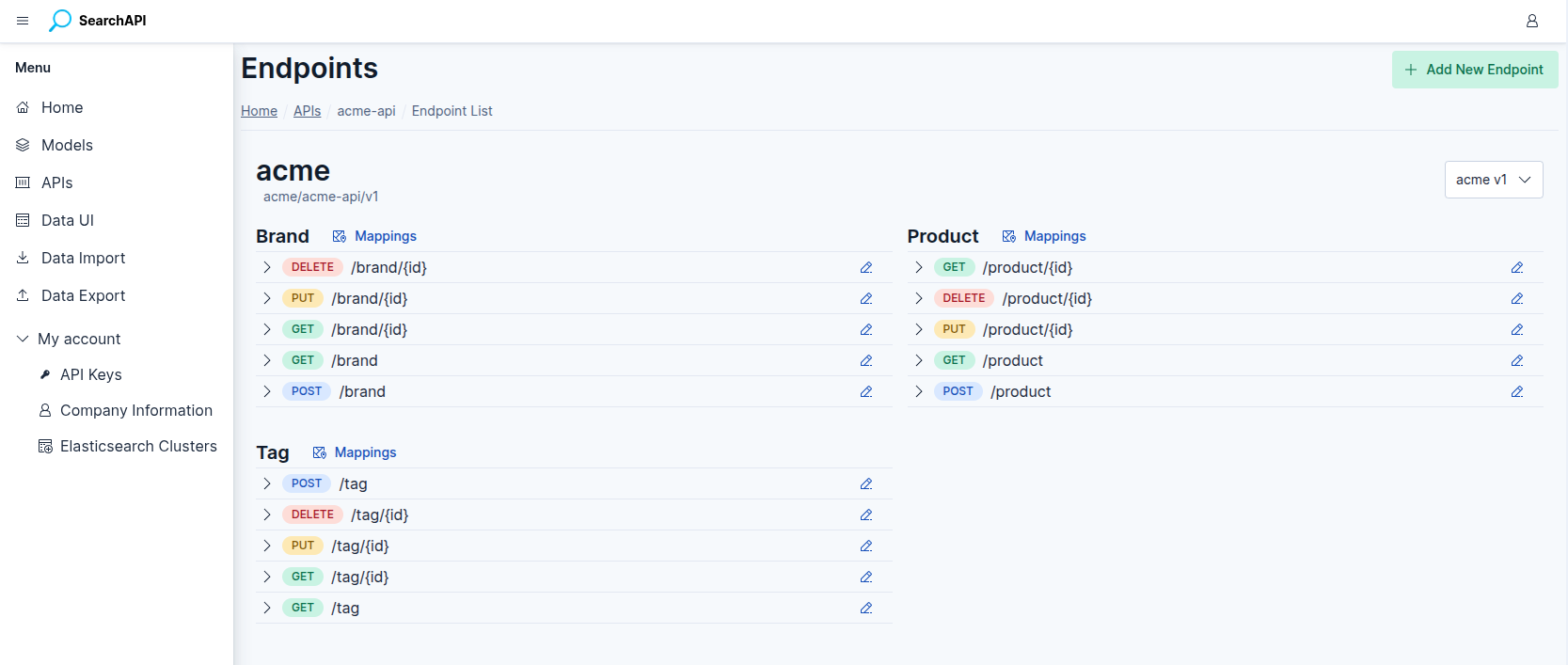 Endpoint list screenshot